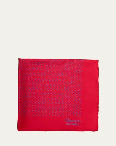 Charvet Men's Silk Dot-Print Pocket Square | Thumbnail 5