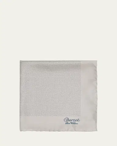 Charvet Men's Silk Dot-Print Pocket Square | Thumbnail 8