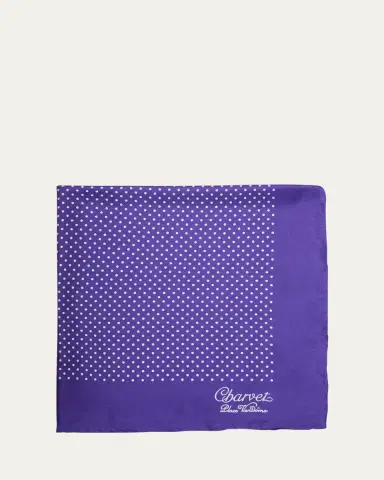 Charvet Men's Silk Dot-Print Pocket Square | Thumbnail 9