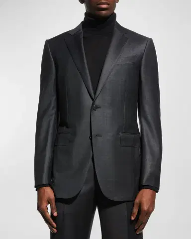 ZEGNA Men's Wool Tic-Weave Suit | Thumbnail 2