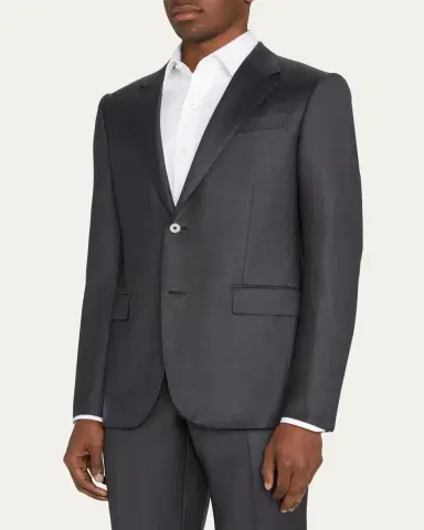 ZEGNA Men's Wool Tic-Weave Suit | Thumbnail 8