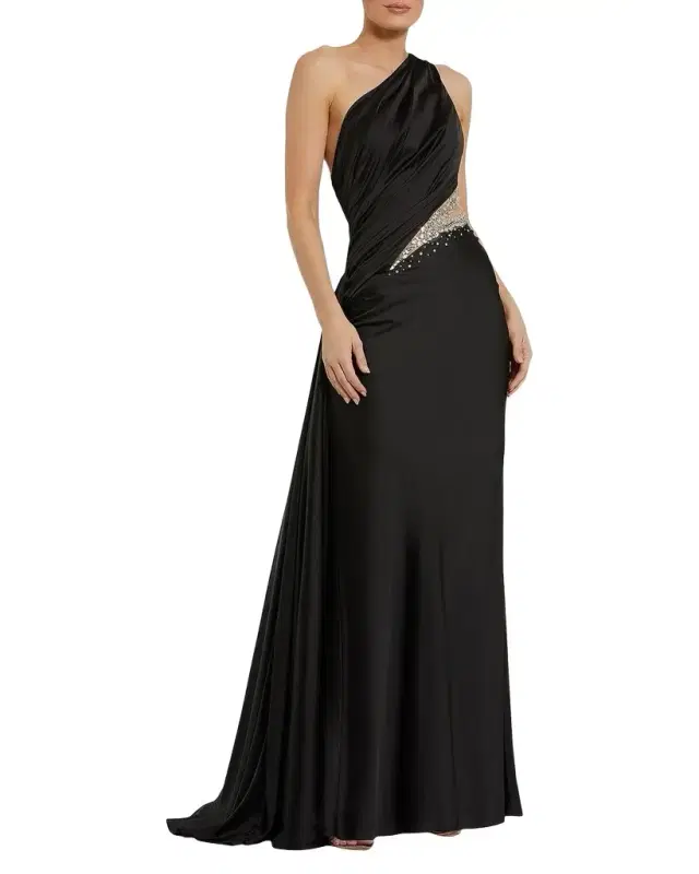 Mac Duggal Cutout Satin One-Shoulder Gown