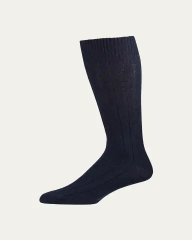 Marcoliani Men's Ribbed Cashmere Dress Socks | Thumbnail 2