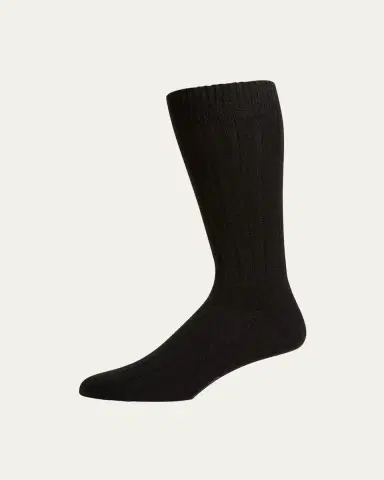 Marcoliani Men's Ribbed Cashmere Dress Socks | Thumbnail 3