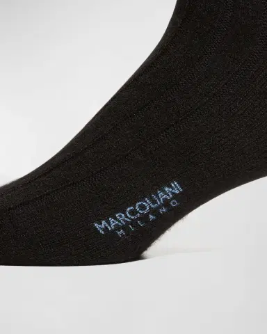 Marcoliani Men's Ribbed Cashmere Dress Socks | Thumbnail 5