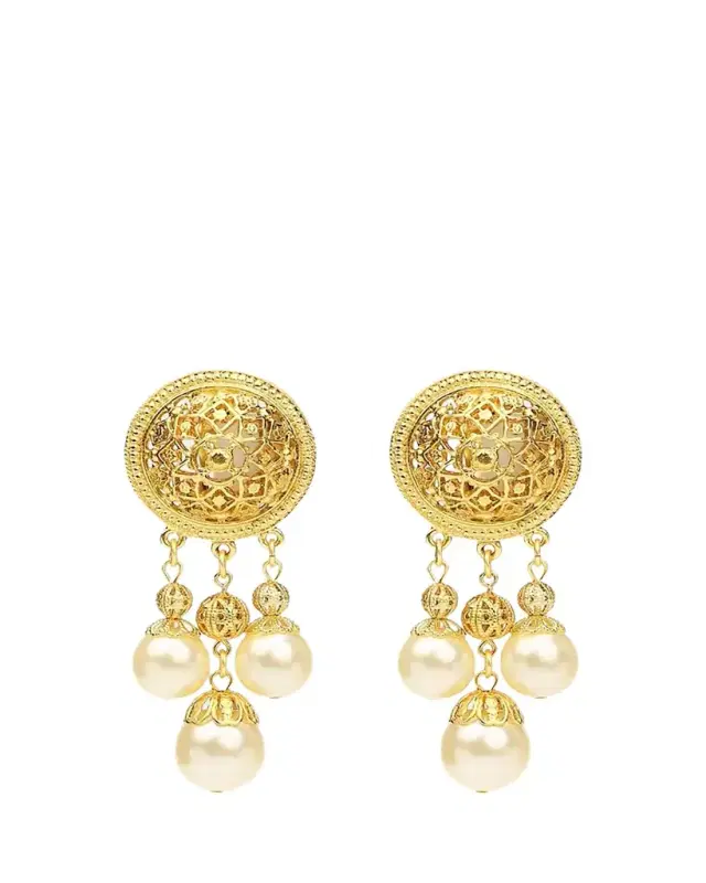 Ben-Amun Pearly Dangle Clip Earrings