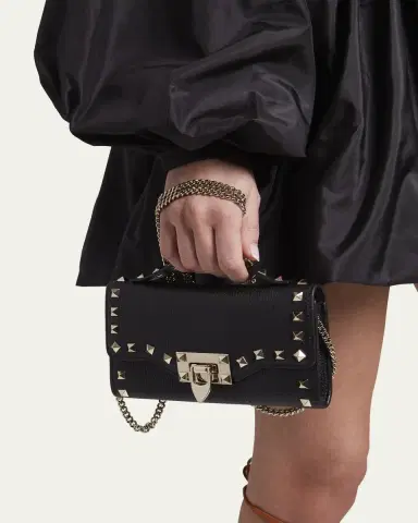 Valentino Garavani Rockstud Leather Wallet on Chain | Thumbnail 2