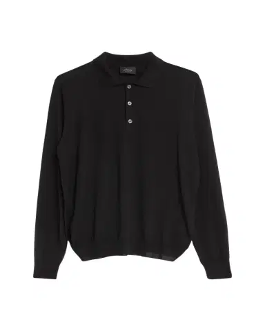 Brioni Men's Cashmere-Silk Long-Sleeve Polo Sweater | Thumbnail 1