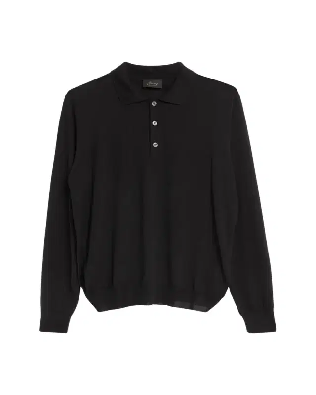 Men's Cashmere-Silk Long-Sleeve Polo Sweater