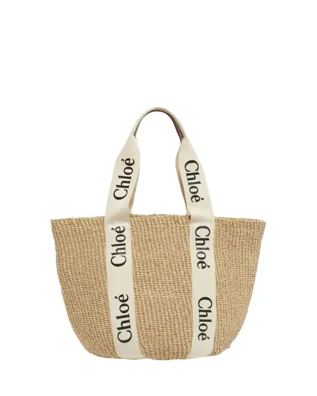 Chloe Woody Large Mifuko Basket Bag in Fair Trade Paper Embellished with Linen