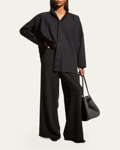 Eskandar Wide Double Stand Collar Shirt - Long | Thumbnail 2 Eskandar Wide Double Stand Collar Shirt - Long | Thumbnail 2