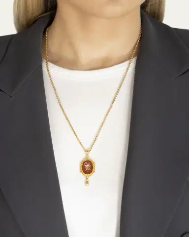 ben-amun Intaglio Pendant and Necklace, Gold/Red | Thumbnail 2