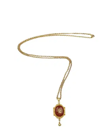 ben-amun Intaglio Pendant and Necklace, Gold/Red | Thumbnail 1