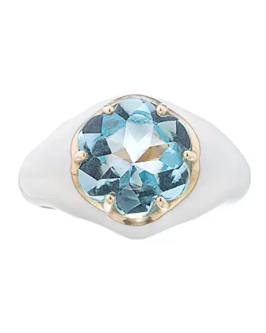 Bea Bongiasca Da Funkadelic Signet Ring with White Enamel and Blue Topaz | Thumbnail 1