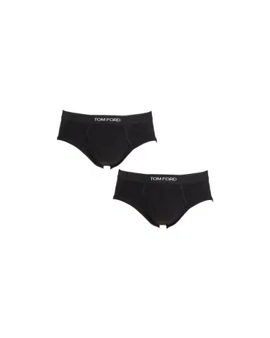 Tom Ford Men's 2-Pack Solid Jersey Logo-Waist Briefs | Thumbnail 1