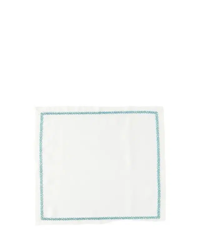 Kim Seybert Jardin Napkin, White and Turquoise