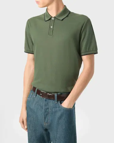 Loro Piana Men 's Brentwood Tipped Jersey Pique Polo Shirt | Thumbnail 3