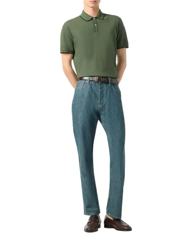 Men 's Brentwood Tipped Jersey Pique Polo Shirt