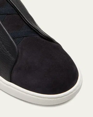 Zegna Men's Triple Stitch Leather and Suede Sneakers | Thumbnail 5 Zegna Men's Triple Stitch Leather and Suede Sneakers | Thumbnail 5