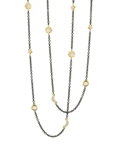 MONICA RICH KOSANN Sun, Moon and Stars Diamond and Moonstone Steel Chain Necklace, 47"L | Thumbnail 1
