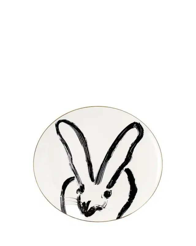 Rabbit Run Dinner Plate with Gold Rim - White