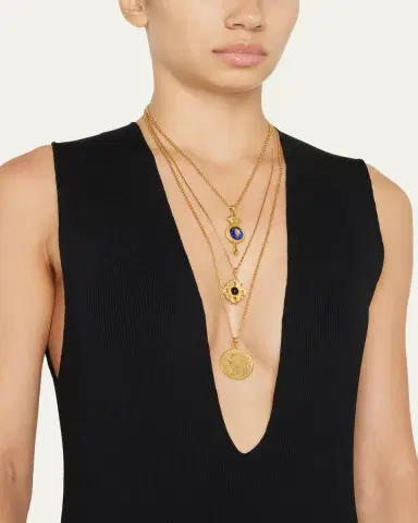 Ben-Amun 24k Gold Electroplate Triple Charms Necklace | Thumbnail 2 Ben-Amun 24k Gold Electroplate Triple Charms Necklace | Thumbnail 2