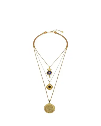 Ben-Amun 24k Gold Electroplate Triple Charms Necklace | Thumbnail 1 Ben-Amun 24k Gold Electroplate Triple Charms Necklace | Thumbnail 1