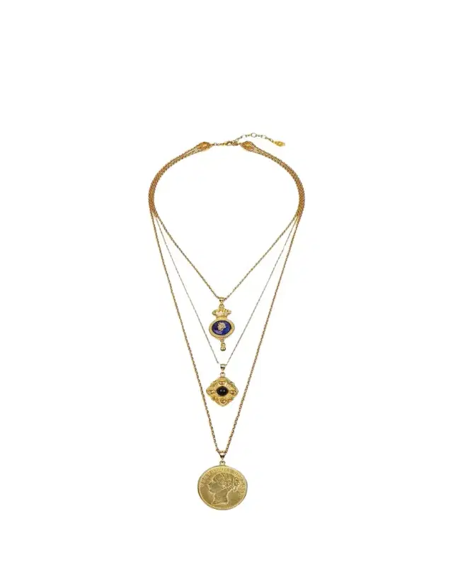 Ben-Amun 24k Gold Electroplate Triple Charms Necklace