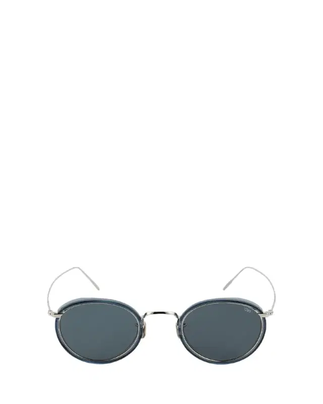 Men's 717E Round Acetate-Wrapped Metal Sunglasses