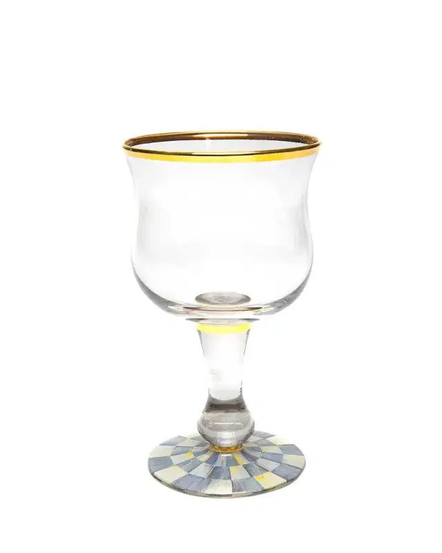 MacKenzie-Childs Sterling Check Wine Glass