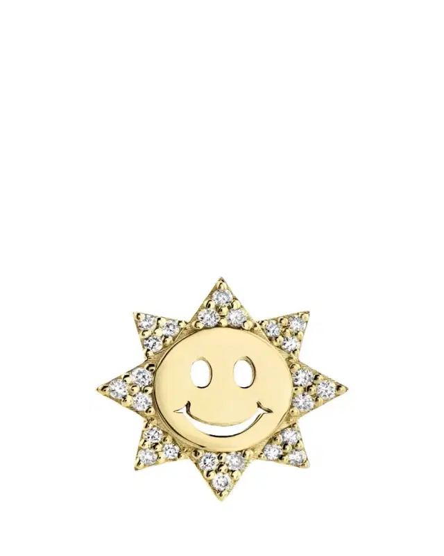 Sydney Evan 14k Diamond Happy Face Single Sun Stud Earring