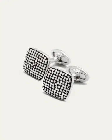 Jan Leslie Men's Sterling Silver Dotted Square Cufflinks | Thumbnail 3
