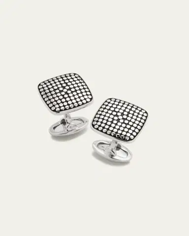 Jan Leslie Men's Sterling Silver Dotted Square Cufflinks | Thumbnail 4