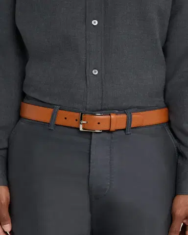 Simonnot Godard Men's Galuchat Grained Leather Belt, 35mm | Thumbnail 4