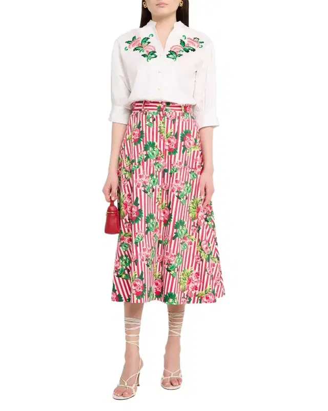 Saloni Tavi-B Embroidered Puff-Sleeve Shirt