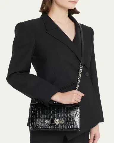 Alexander McQueen Shiny Croc-Embossed Jeweled Shoulder Bag | Thumbnail 2 Alexander McQueen Shiny Croc-Embossed Jeweled Shoulder Bag | Thumbnail 2