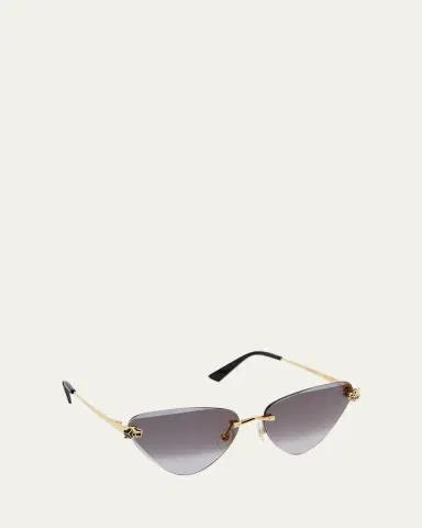 Cartier Panthère Rimless Cat-Eye Metal Sunglasses | Thumbnail 2