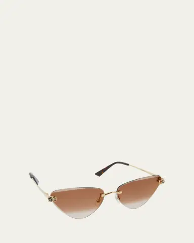 Cartier Panthère Rimless Cat-Eye Metal Sunglasses | Thumbnail 3