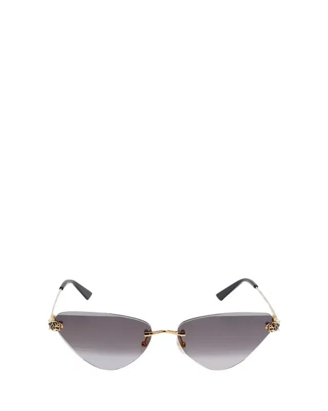 Cartier Panthère Rimless Cat-Eye Metal Sunglasses