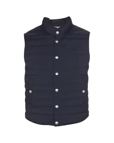 Brunello Cucinelli Men's Snap-Front Quilted Down Vest | Thumbnail 1