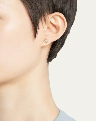 Sydney Evan Fluted 14K Gold and Diamond Stud Earrings | Thumbnail 2