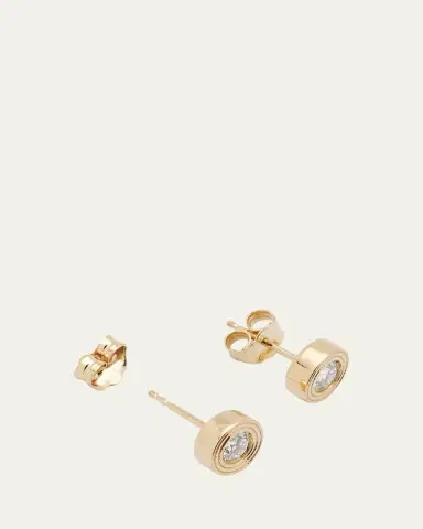 Sydney Evan Fluted 14K Gold and Diamond Stud Earrings | Thumbnail 4