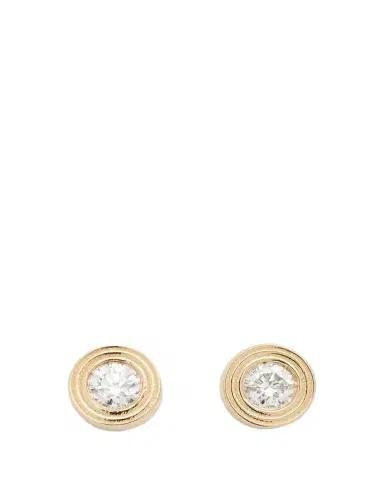 Sydney Evan Fluted 14K Gold and Diamond Stud Earrings | Thumbnail 1