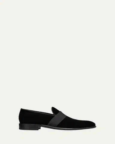 Santoni Men's Isomer Grosgrain Velvet Formal Loafers | Thumbnail 5