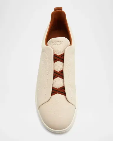 ZEGNA Men's Triple Stitch Deerskin Leather Sneakers | Thumbnail 5