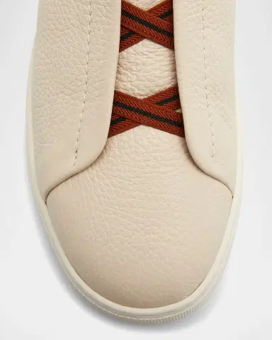 ZEGNA Men's Triple Stitch Deerskin Leather Sneakers | Thumbnail 6