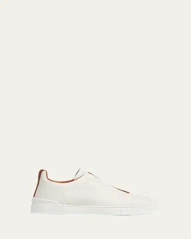 ZEGNA Men's Triple Stitch Deerskin Leather Sneakers | Thumbnail 7