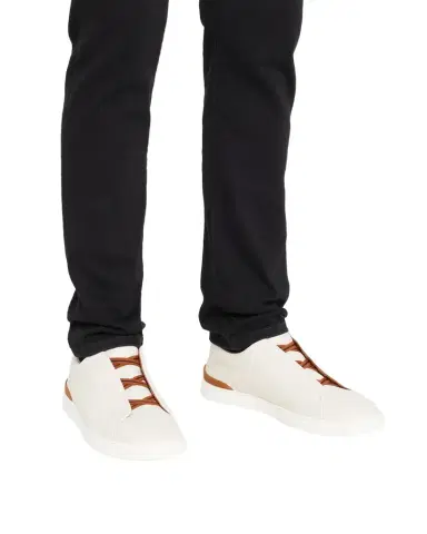 ZEGNA Men's Triple Stitch Deerskin Leather Sneakers | Thumbnail 1