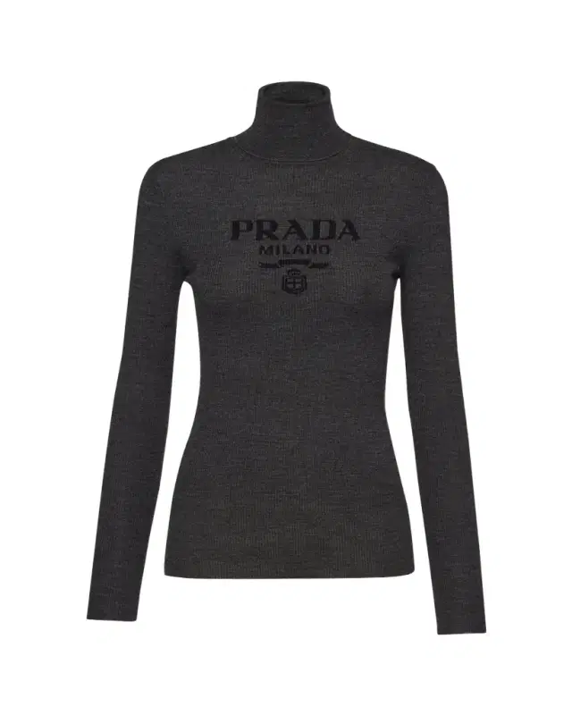 Intarsia Logo Wool Turtleneck Sweater