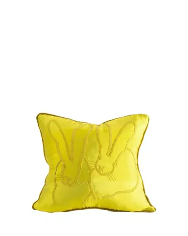 Hunt Slonem Embroidered Silk & Velvet Bunny Pillow, 20" | Thumbnail 1